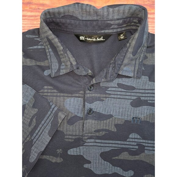 Travis Mathew Mens Blue Camo Polo Shirt Medium PimaCotton Polyester Blend - Picture 4 of 8